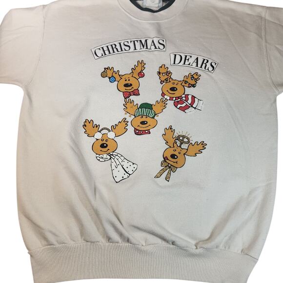Vintage MC Sportswear Double Crew Christmas Dears Graphic Sweatshirt Large - Picture 4 of 7